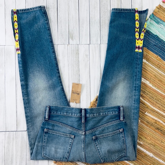 Polo by Ralph Lauren The Callen High Rise Slim Jean Beaded Split Hem - Picture 2 of 16